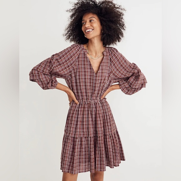 NWT Madewell Seersucker Wrap Mini Dress - Picture 1 of 8